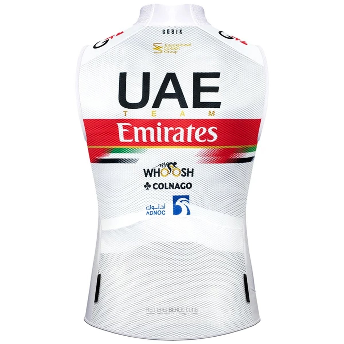 2021 Windweste UAE Wei Rot Trikot Kurzarm und Tragerhose - zum Schließen ins Bild klicken